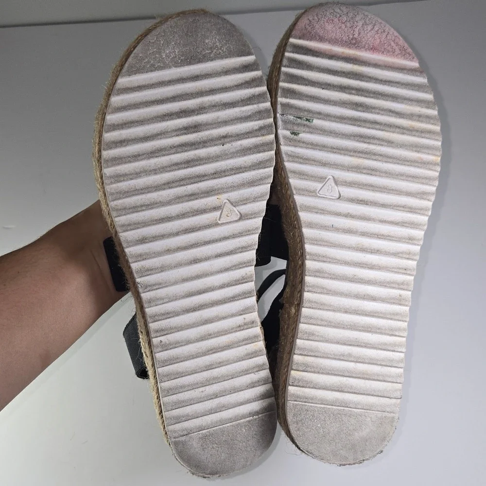 Steve Madden Black Elastic Strap Platform Espadrille Sandals Women Size‎ 8